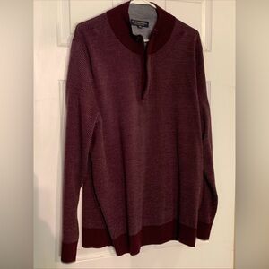 Brooks Brothers 1/4 Zip Sweater Men’s XXL Extra Fine Merino Wool Burgundy